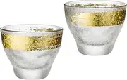 ADERIA S6279 Premium Nippon Taste, Gold Single Character Cup Pair Set, Made in Japan, Comes in a Cosmetic Box, Japanese Sake, Glass, Cold Sake, Boar Mouth, Guinomi, Drinking, Stylish, Gift, Gift,