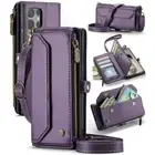 For Samsung S24 S23 Ultra S22 S21 S20 FE A55 Leather Wallet Lanyard Case Cover