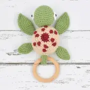 Crochet Turtle Rattle Cum Soft Toys - Green .