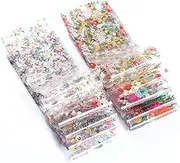 Labymos 10Pcs Nail Foil Polish Stickers Mix Rose Flower Transfer Foil Nails Decal Sliders for Nail Art Decoration Mani Design Set