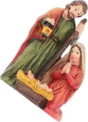 BESPORTBLE Nativity Figurine Jesus Holy Family Resin Statue Compact Nativity Set Religious Decor for Desk or Shelf