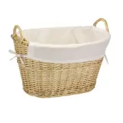 Household Essentials ML-5569 Willow Wicker Laundry Basket with Handles and Li...
