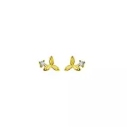 ANYCO Fashion Earrings Gold 925 Sterling Silver Simple Sweet Clover Shiny Zircon Small Stud Teen Chic Ear Bone Piercing Women Jewelry