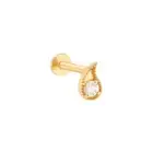 Teardrop Shape Earring 14K Yellow Gold Natural Diamond Stud For Women Jewelry