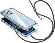 Crossbody Case Compatible with iPhone 11 Pro 5.8,Clear Shell with Neck Cord Lanyard Strap,Transparent Black