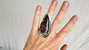 Oversized Labradorite Ring. Fantastic Flash. Adjustable. 0637