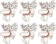 Christmas Napkin Rings Reindeer Napkin Ring Holder Household Napkin Buckle for Christmas Table Decoration 6PCS Rose Gold