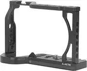 Camera Cage, Aluminum Alloy Video Rig Stabilizer with Quick Release Plate, 1/4in 3/8in Threads, Multiple Threaded Holes and Cold Shoe Mount for A6700 Camera