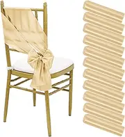 120 PCS Satin Chair Sashes Champagne Shiny Chair Ribbon Ties Back Sashes Chair Bows Sashes Chair Cover for Wedding Party Birthday Baby Shower Event Celebration Chair Decoration(7 x 78 in,Champagne)