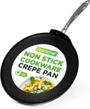 12 Inch Crepe Pan Non Stick, Ideal for Pancakes, Dosa & Tortillas, Hard-Anodized