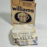 Vtg Williams Mug Shaving Soap NEW Aqua Velva Ad Paper Stuck On Soap