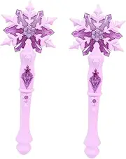 2Pcs Light Up Snowflake Fairy Wands for Birthday Party Costume Accessories Wand for Role Play for Halloween and Fairy Theme Celebrations