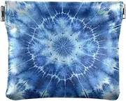 [YXYZRMY] Blue Floral Tie Dye PU Leather Squeeze Coin Purse, Coin Pouch Change Holder for Women Men, Mini Portable Cosmetic Bags for Women, Multi-colored, one size, Multi-style, Multi-colored, one size