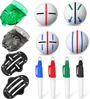 8 Pack Golf Ball Marker Liner Drawing Marker, 4 Golf Ball Marker Stencil and 4 C