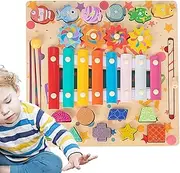 Shape Matching Game - Magnetic Matching Toy - Musical Xylophone Wood Fishing Board for Number Color Recognition Teens Travel
