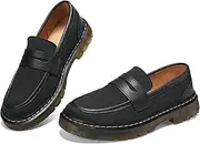 [ilatyia] Women's Mesh Penny Loafers Breathable Knitted Flat Shoes Comfortable & Lightweight Slip-Ons, Black, 8