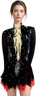 [LIUHUO] Black red Figure Skating Costumes Custom Made Skating Skirts Ladies' Long Sleeve Skating Costumes
