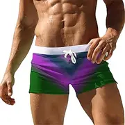 [Aosufei] Men's Quick Dry Boxer Swim Trunks Stretch Drawstring Beach Shorts Loose Breathable Summer Shorts