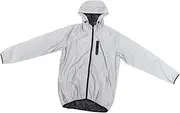[Locadence] Cycling Full Reflective Coat, Polyester Lotus Leaf Type Waterproof Fabric 3 High Capacity Pockets Back Breathable Mesh Windproof Coat for Outdoor Sports Lovers (L)