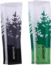 [Kisangel] 2 Pairs Summer Arm Covers Outdoor Arm Sleeves Uv Protection Cooling Sleeves for Men Women
