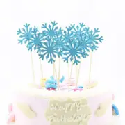 Blue Glitter Snowflake Paper Cupcake Topper 10 Pack