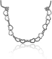 [COLORFUL BLING] 925 Sterling Silver Plated Nostril Nose Chain 3mm Nose Bone Zircon Stainless Steel Crystal Studs Love Heart Jewelry Set 1pcs Pircing Septum (3.0-6.2cm)