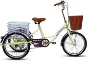 Three Wheel Bike, Adult Tricycle 20Inch Wheels Low-Span Design Three Wheel Cruiser Bike Unisex for Shopping Exercise Recreation Cycling Pedalling