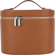 Vanity Case Makeup Bag, PU Leather Vanity Case with Removable Divider, Portable Cosmetic Bag with Handle and Zipper, Travel Makeup for Women