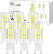 G9 LED Bulbs Cool White 5W, TopLeder G9 Bulbs 450LM 6500K Equivalent to 40W 50W Halogen Bulb, Led G9 Bulbs, G9 Socket Led Lamp, No Flicker Non-Dimmable, AC 220-240V, 6 Pack