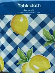 Lemon PEVA Tablecloth Blue & Yellow 52” x 70”