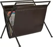 Folding leather magazine rack brown leather magazine and paper holder news paper