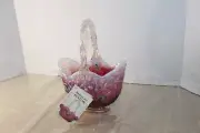 Fenton Signed Bill Fenton special edition basket Amethyst Iridescent lily