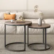 Nesting Coffee Table Stacking Side Tables Black & Rustic Brown