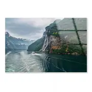 Waterfall On a Fjord Print 100% Australian Made 150 x 100cm (Acrylic)