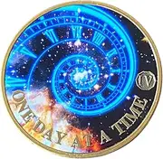 4 Year Time Spiral Universe One Day at A Time Medallion Serenity Prayer Back