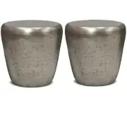 Home Square 2-Piece 20 " Metal Accent Side Table Set in Antique Silver