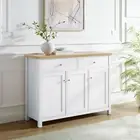 Buffet Sideboard Cabinet with Storage 2 Drawers & 3 Doors,White Coffee Bar Cabin