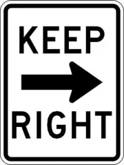 Lyle R4-7A-18Ha Keep Right Traffic Sign, 24 In H, 18 In W, Aluminum, Vertical