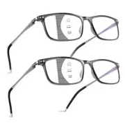 2 Pack Ultralight Progressive Multifocus Reading Glasses Men, Aluminum Arm