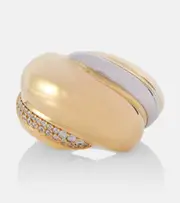 [Saint Laurent] Saint Laurent Whirlwind crystal-embellished ring L 1/2 gold