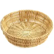 Hand-Woven Wicker Round Storage Basket Food Fruits Snacks Serving Display Tray
