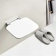 Wall Chair Folding Shower Seat Comfortable Bathroom Assist, White Wall-Mounted Folding Shower Seat Elderly Pregnant Woman Wall-Mounted Folding Chair Max Load 200kg，35 * 27.5cm