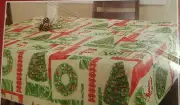 Tablecloth 60 x 120 inches Essential Home Snowman & Christmas Tree Holiday NEW