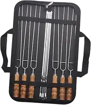 10pcs Stainless Steel Barbecue Skewer Grilling Skewers Kebabs Reusable Meat Sticks Stainless Skewer Sticks Skewer Grill Wood