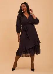 [Taking Shape] Taking Shape Leopard Chiffon Cocktail Dress Size 24 in Merlot Leopard - Plus Size Women's Dresses Merlot Leopard