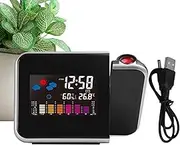 Projection Clock, Bedroom Ceiling Projection Clock, Wireless Temperature Meter for Indoor & Outdoor | Projector Alarm Weather Station with LED Display T