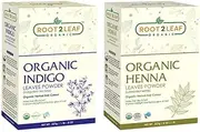 Organic Natural Henna Leaf and Indigo Powder 227g by Root2leaf Organic for Hair