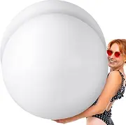 Gemscream 6.5 Feet White Giant Beach Ball Large Inflatable Ball Swimming Pool Party Ball for Summer Beach Massive Beach Decorations Supplies for Water Games Birthday Pool Party(2 Pcs)