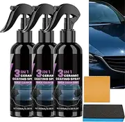3-in-1 Nano Ceramic Coating Spray, Instant Car Scratch Remover & Quick Paint Restoration, High Protection Fast Ceramic Coating Spray Wax for All Vehicles, Deep Scratches Repair Kit (3PCS)