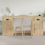 Sonoma Oak Desk with Cabinet, Engineered Wood Office Table for Computer, Gaming, Home Work - Adjustable Standing Desks